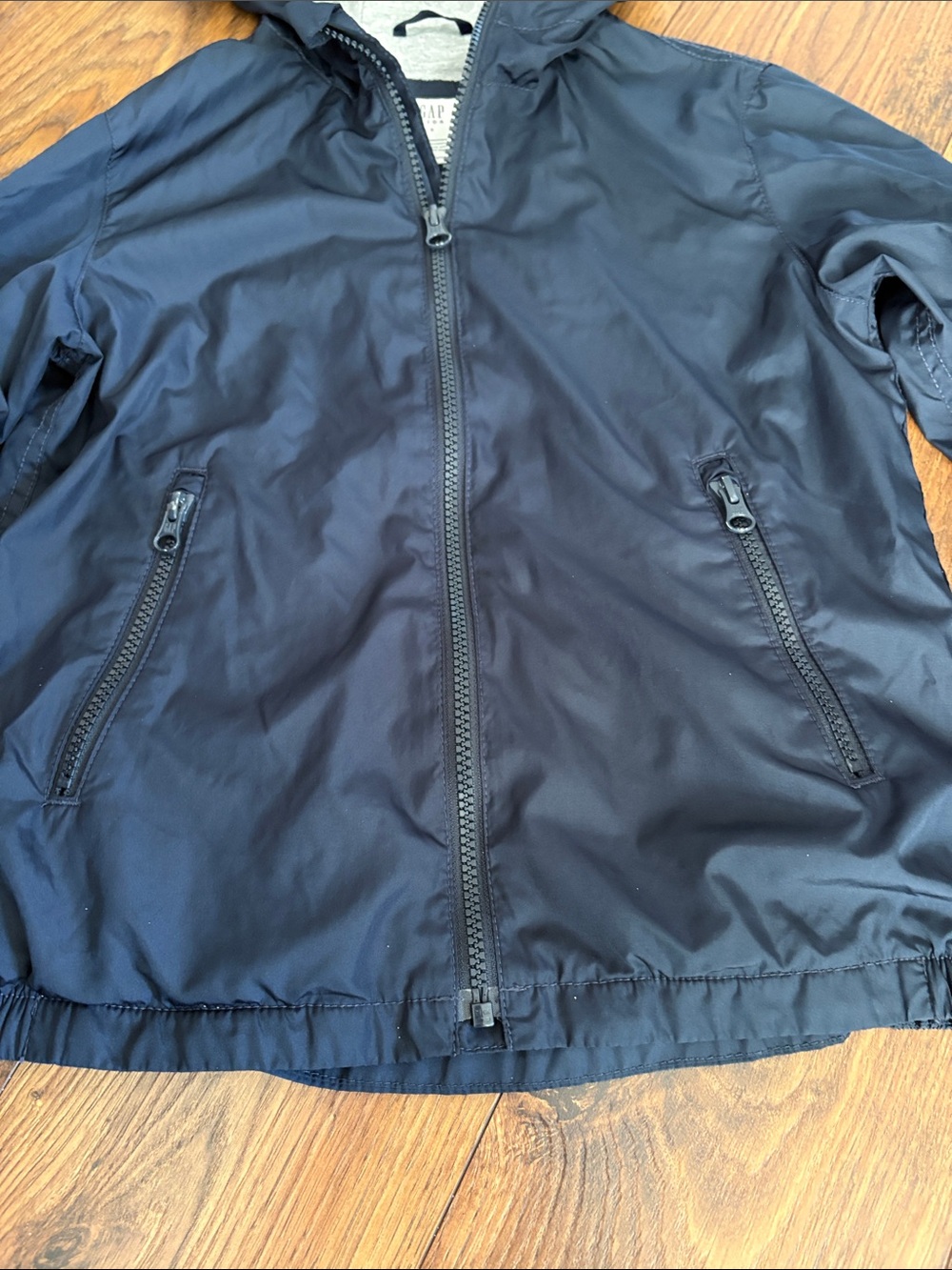 Boys GAP Navy Hooded Windbreaker Jacket - Picture 4 of 9